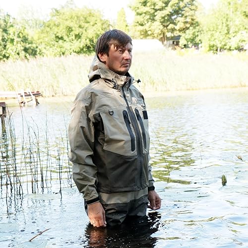 Miniatura 2 de Kylebooker Chaqueta de vadeo de pesca con mosca, actividades al aire libre, chaquetas impermeables para hombres y mujeres