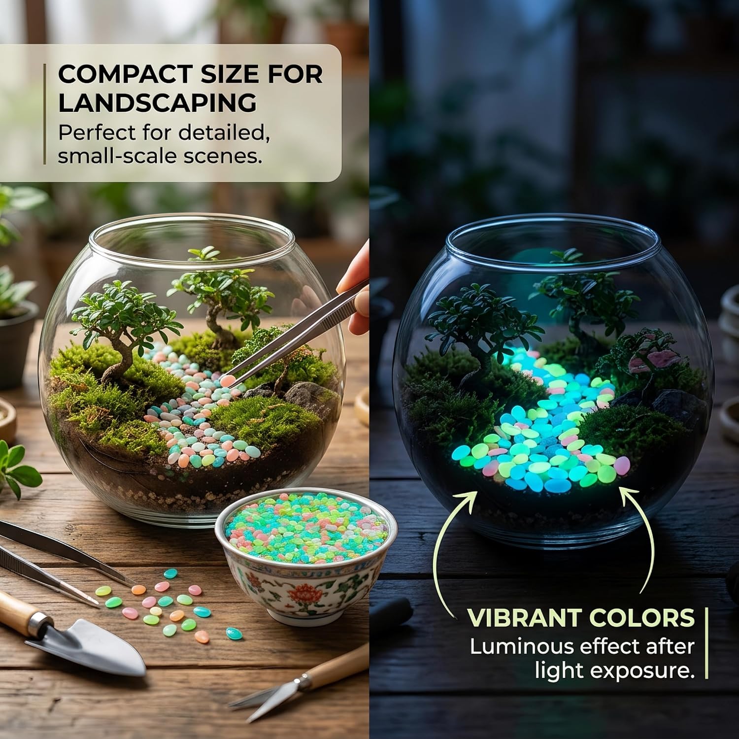 600pcs Glow Rocks Quick-Charge Glow in The Dark Pebbles Colorful..