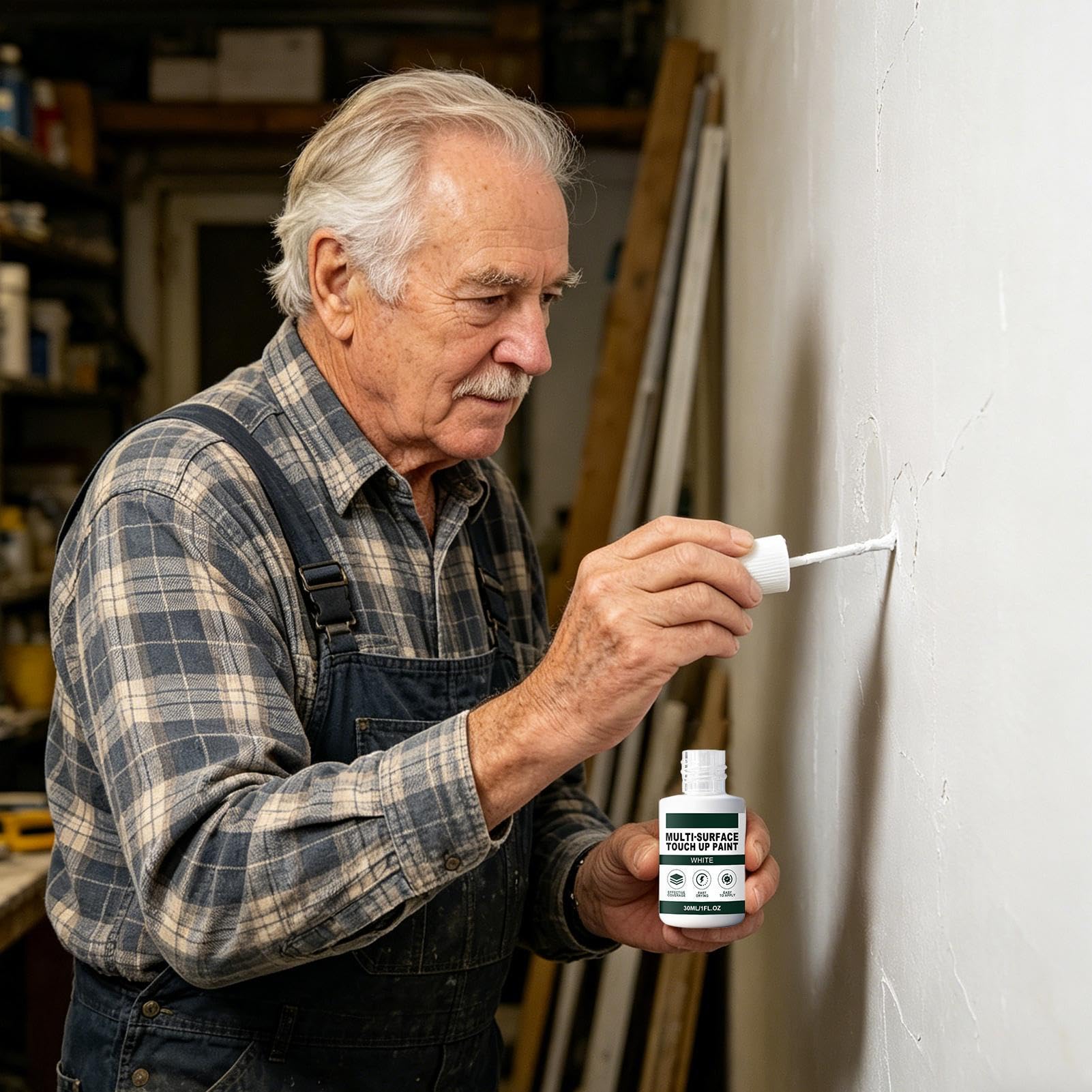 Penna per ritocchi - Lacca per mobili bianca | Vernice per riparazione | Penna da 30 ml per armadi, metallo, legno, superfici verniciate, pitture murali, correzione del bianco, resistente alle
