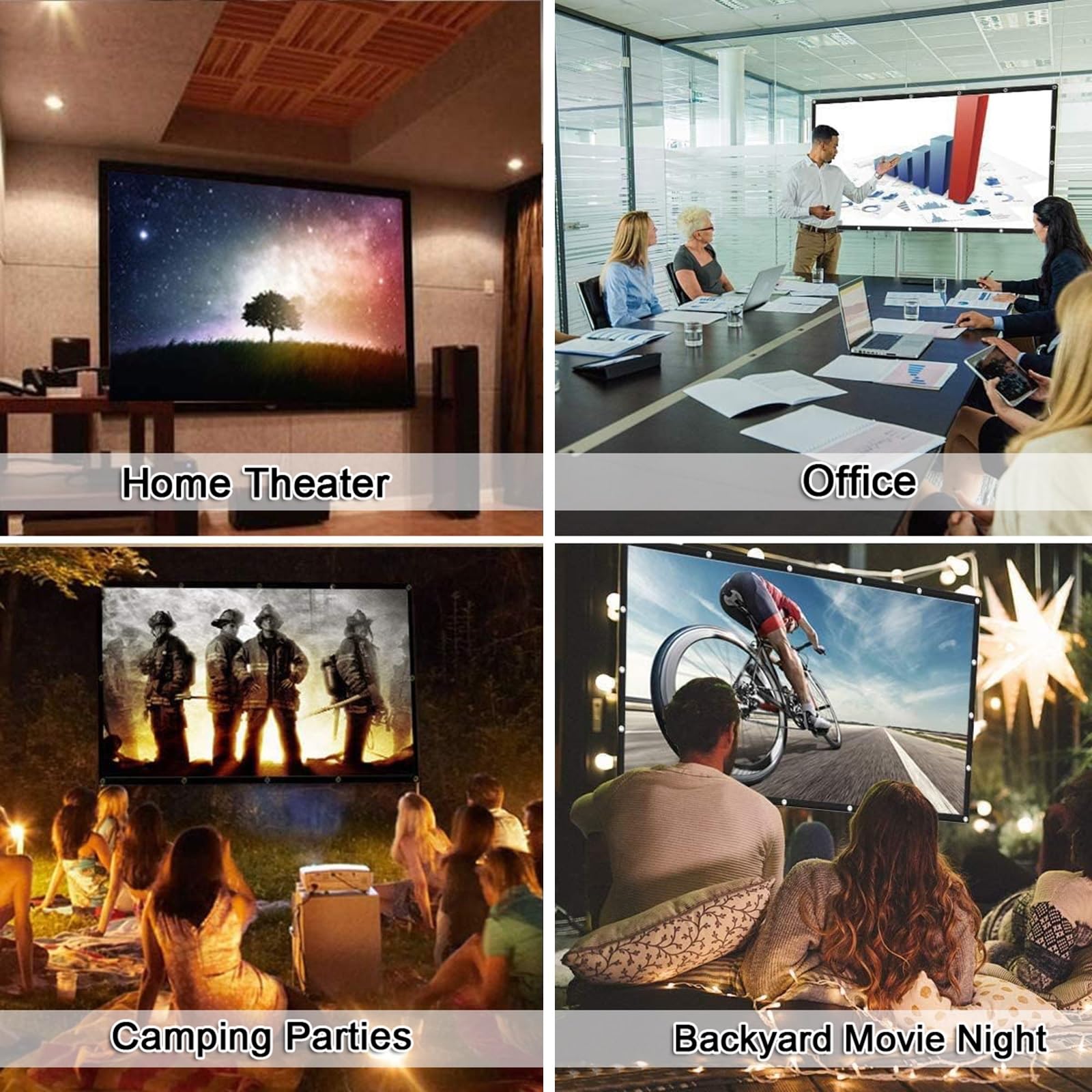 Telo Proiettore 84-300 Pollici per Interni ed Esterni, Pieghevole Portatile Schermo Proiettore 16:9 4K HD, per Home Theater Ufficio Riunioni(84inch(16:9))