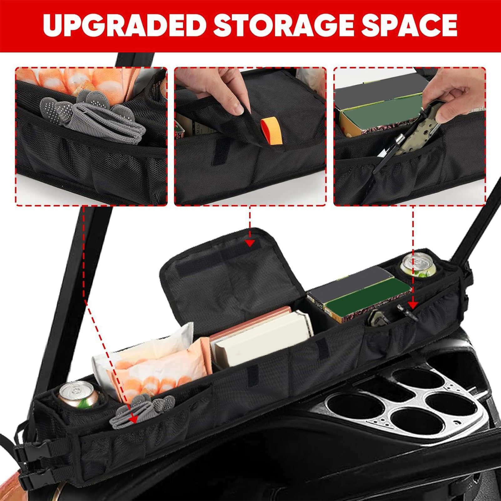 Club Cart - Cestino portaoggetti interno anteriore, isolato, senza fori, con scomparto refrigerante, per donne e uomini, per club, garage, cruscotto