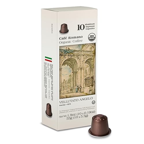 Cápsulas de café expreso orgánico USDA Café Romano de aluminio para máquina Nespresso, paquete de 100 unidades, café expreso italiano 100% arábica