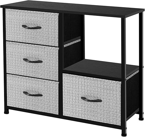 AZL1 Life Concept Torre de almacenamiento con estantes, organizador de armario de 4 cajones, mesita de noche, contenedores de tela, armario