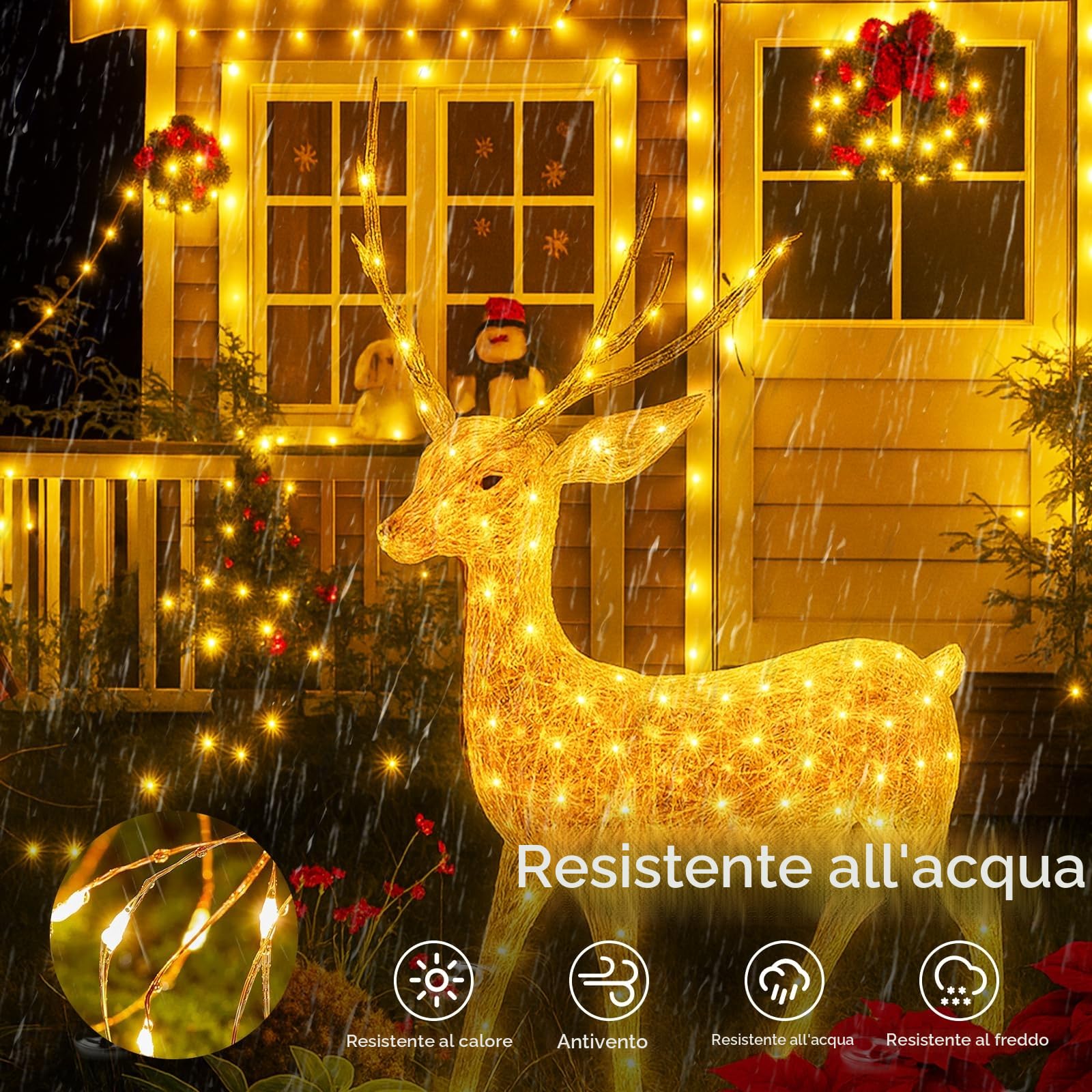 btfarm Ghirlanda luminosa per interni con telecomando, 50+5M 500 LED Ghirlanda per esterni con timer IP65 impermeabile, 8 modalità filo di rame luci fatate per camera da letto Natale matrimonio festa