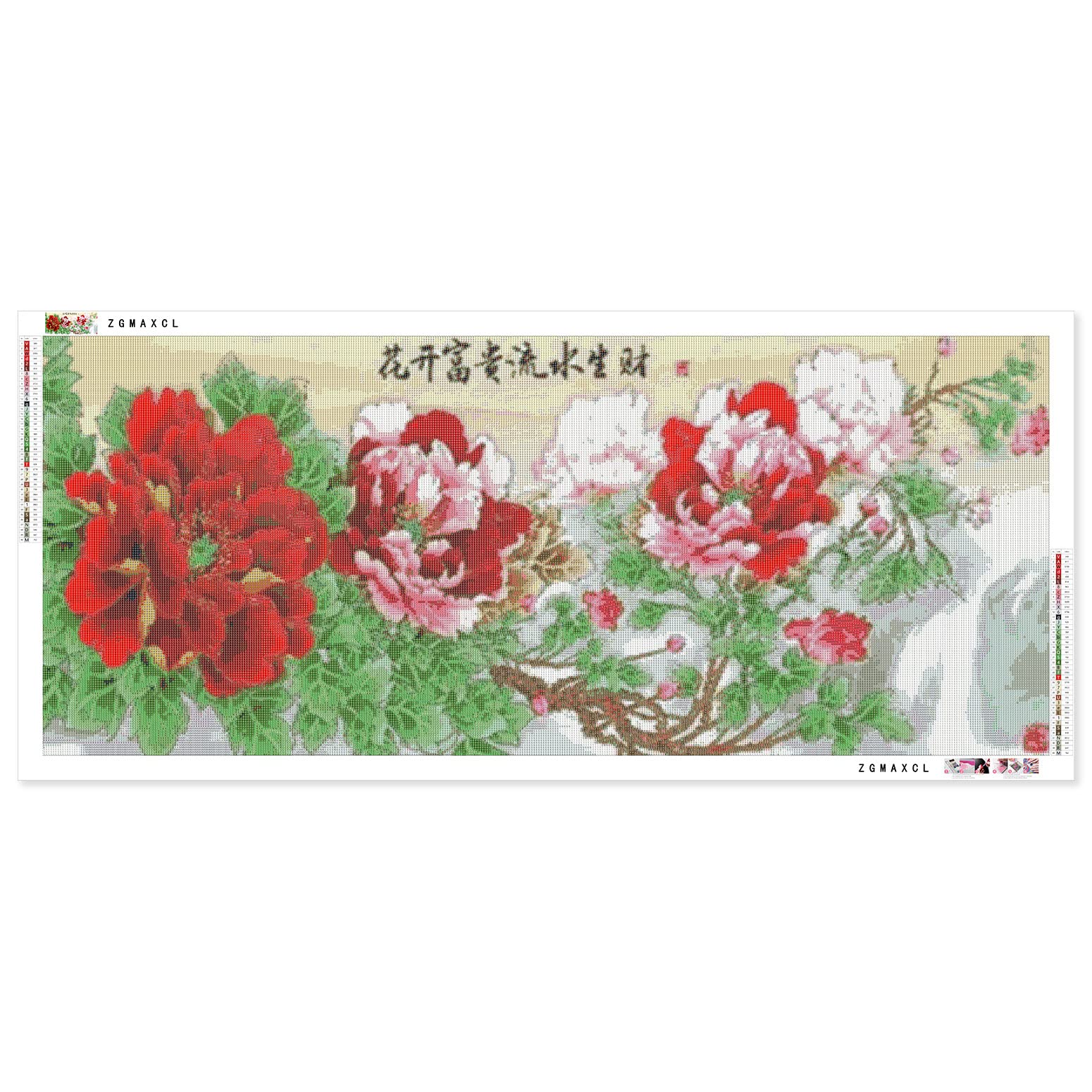 Kit Diamond Painting 5D ZGmaxCL 50x50cm Fiori Colorati: Tela Completa Con Diamanti Rotondi +30%