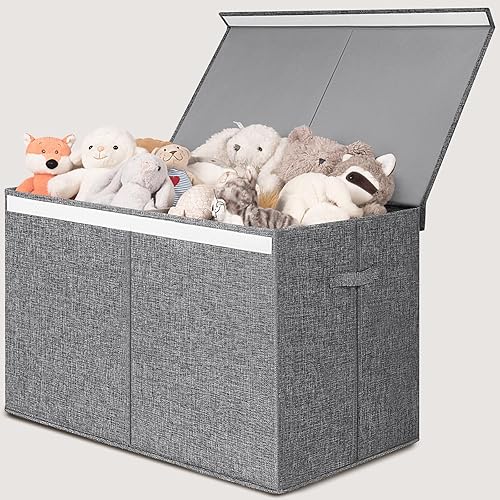 INDRESSME Caja de juguetes grande de 122 litros con divisores, almacenamiento con tapas para sala de juegos, dormitorio, armario, contenedores de