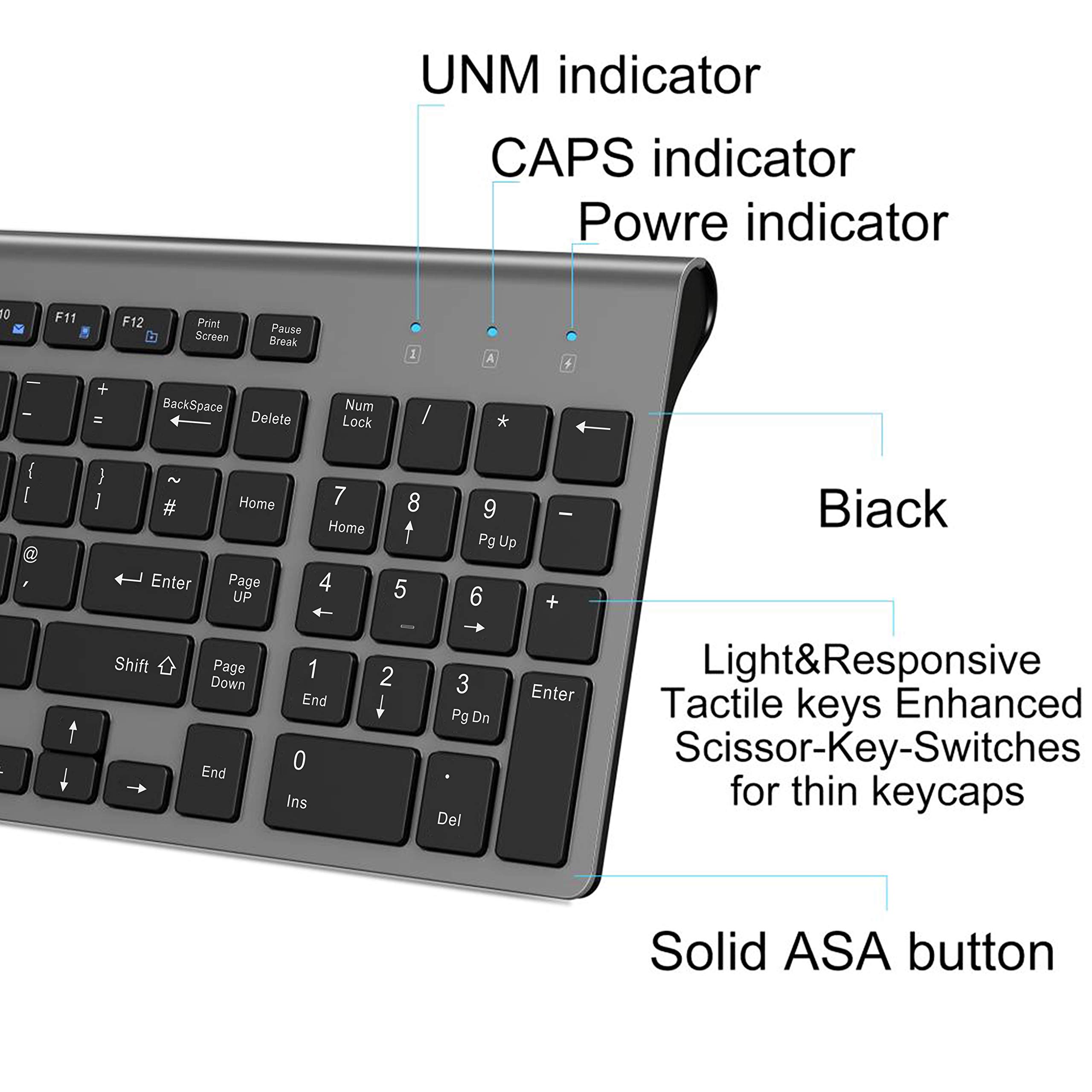 Wireless Keyboard with Numeric Keypad JOYACCESS 2.4G Slim and Compact