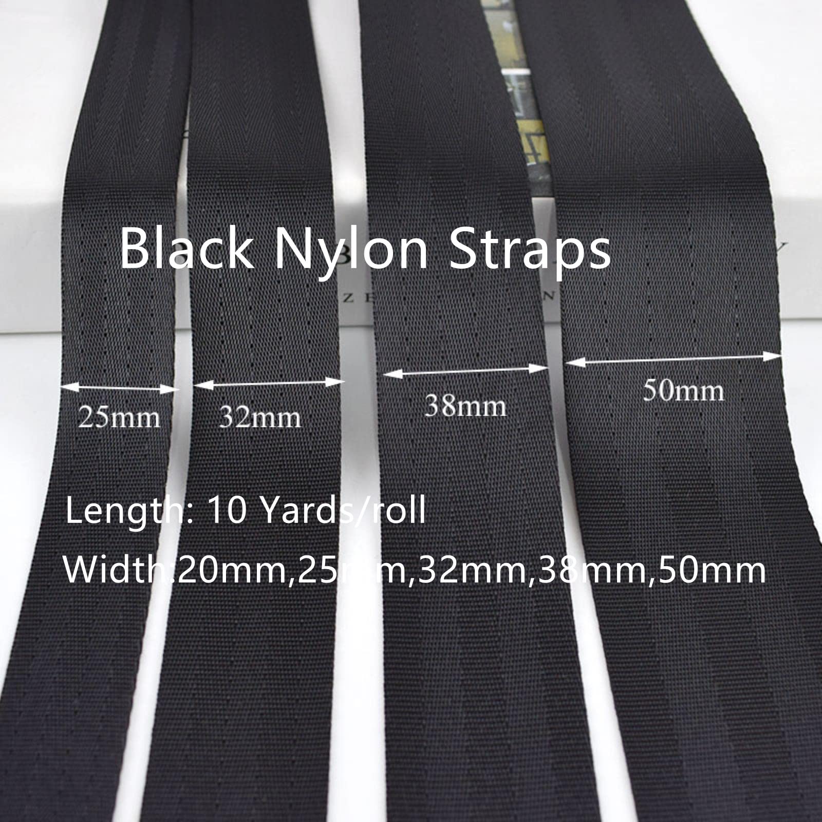 Correa de Nylon Correas de Nailon Negro, Cinta, Correa, Collar for Perro, Mochila, cinturón, Cintas DIY, encuadernación al bies