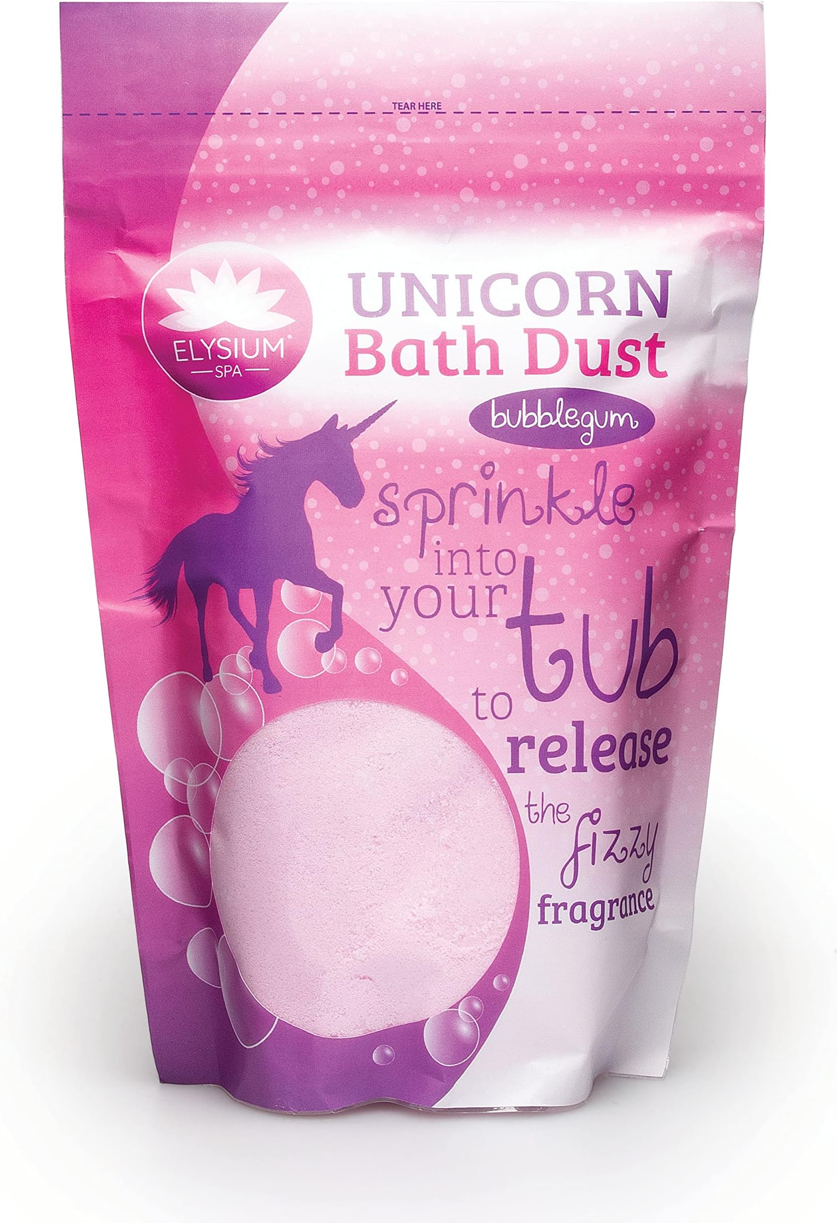 Unicorn Bath Dust | Bubblegum Scented Bath Salt for Children - Resealable Pack (400g)