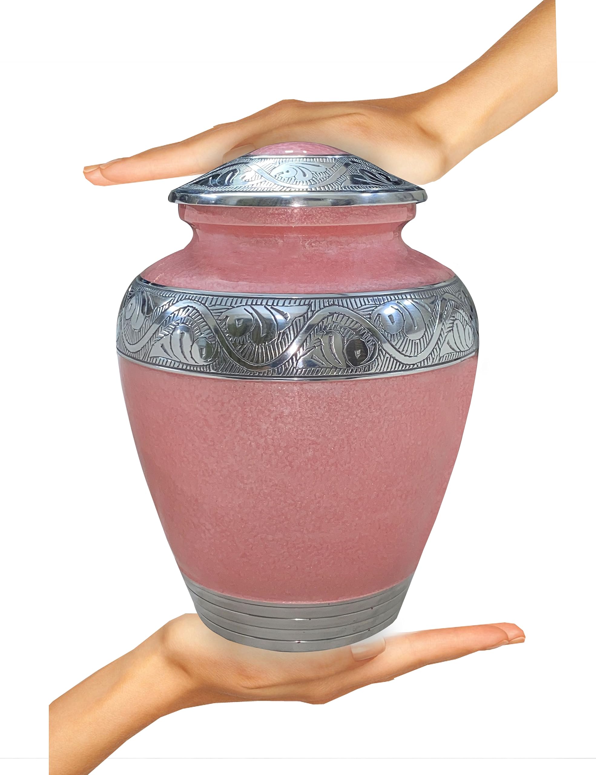 BOLD & DIVINE Pink Enamel Textured Cremation Urn, Large - Set of 1 - Image 4