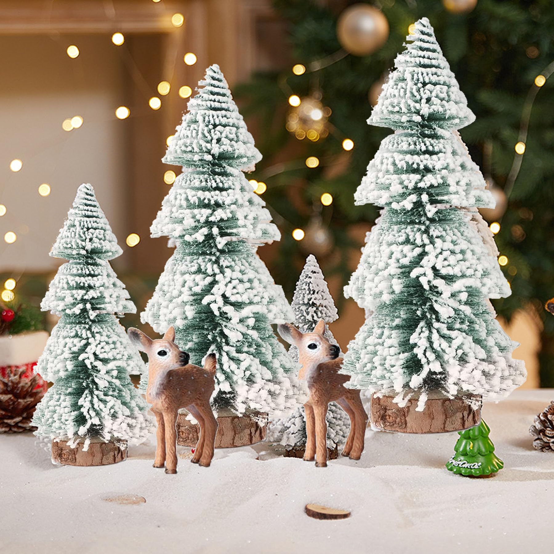Amazon.de: (15/20/25cm) 5Pcs Mini Weihnachtsbaum Tannenbaum Elch Knstlicher  Christbaum Tisch Tannenbaum Klein Miniatur Tanne mit Schnee-Effek Grn  Weihnachtsdeko Weihnachten Tischdeko fr DIY Basteln
