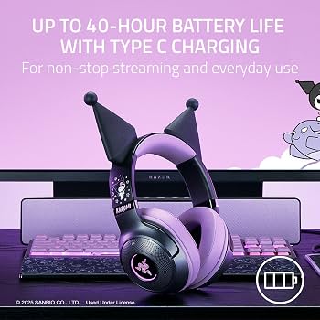 Amazon.com: Razer Kraken Kitty V2 BT Wireless RGB Headset, Kuromi