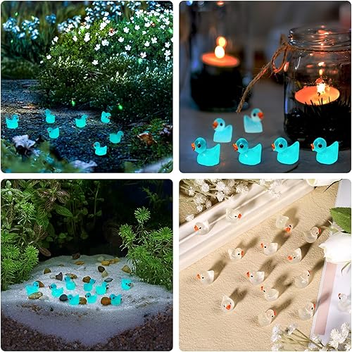 Miniatura 7 de 100 piezas de mini patos de resina luminosos, diminutos patos en miniatura, patos para jardín, paisaje, casa de muñecas, adorno en maceta,