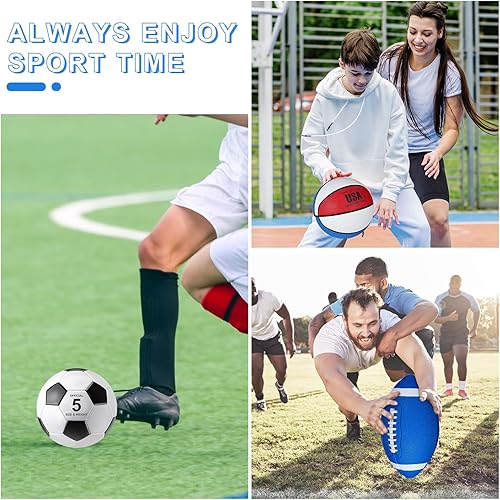 Miniatura 5 de Sratte Juego de 6 pelotas deportivas para niños y adolescentes, incluye 2 pelotas de fútbol oficiales de tamaño 9, fútbol tamaño 5, baloncesto