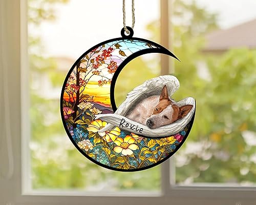Miniatura 589 de Chow Chow Dog Memorial Suncatcher, adorno de Navidad Chow Chow con nombre, atrapador de pérdida de mascotas, regalos para los amantes de los perros