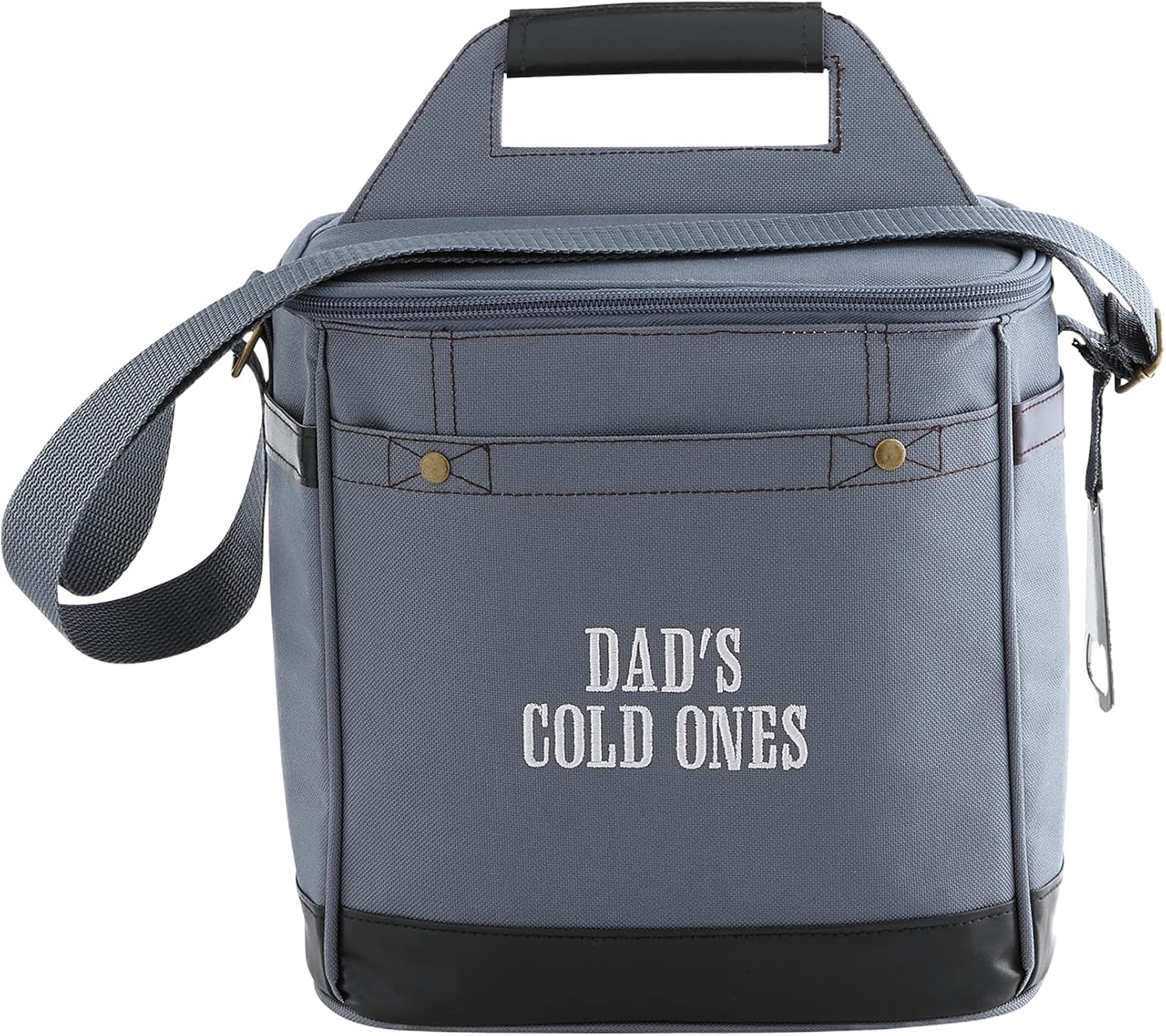 Let’s Make Memories Personalized Canvas & Leather Travel Cooler - for Dad, Grandpa 9.5”Lx7”Wx9.5”H