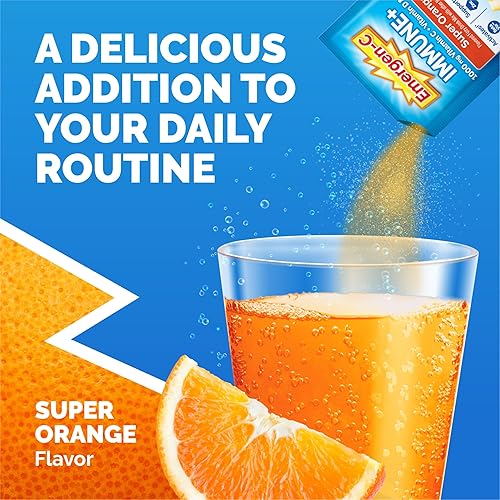 Vista 5 de Emergen-C Immune+ Polvo de apoyo inmunológico de triple acción, BetaVia (R), 1000 mg de vitamina C, vitaminas B, vitamina D y antioxidantes, súper