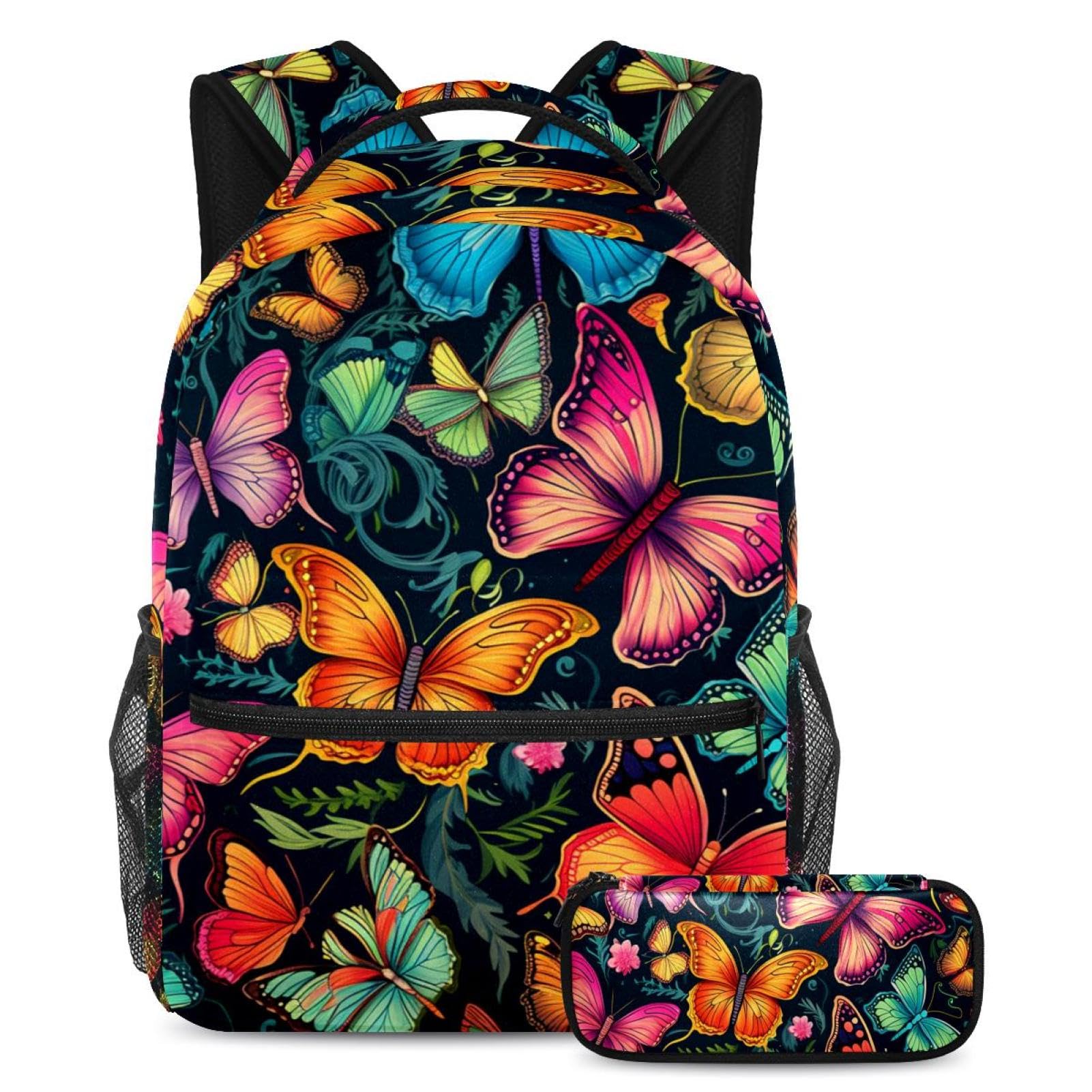Sac à dos papillon coloré pour adolescentes : parfait de la classe aux sorties rando