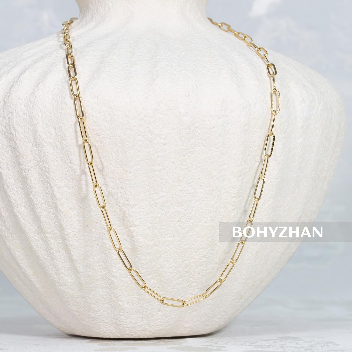 14K Gold Plated Necklace for Women, Lightweight Paperclip Dainty Link Chain Simple Jewelry Gifts - Image 2