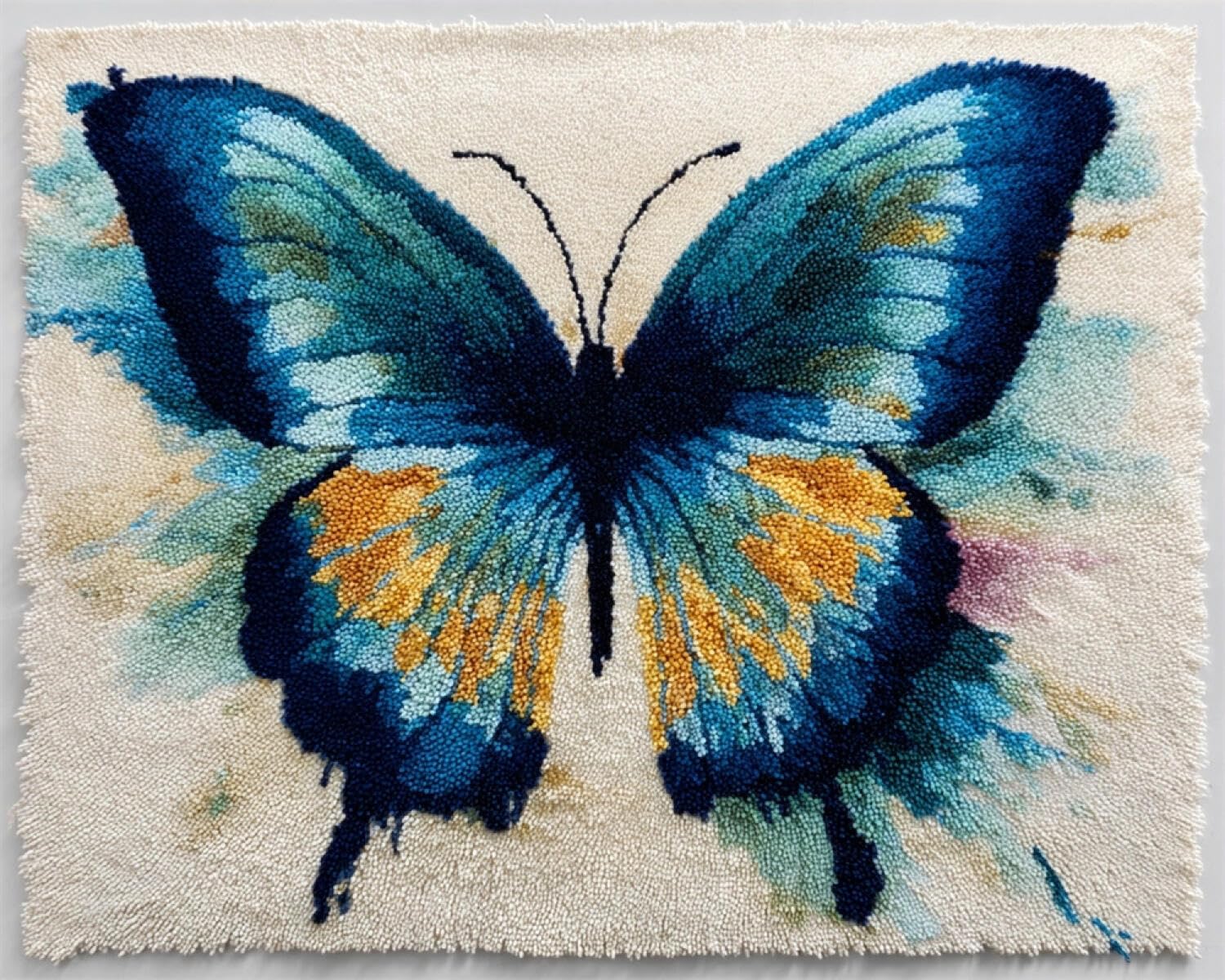 Henypt DIY Knüpfteppich zum Selber Knüpfen Bunte Schmetterlinge 80x115cm