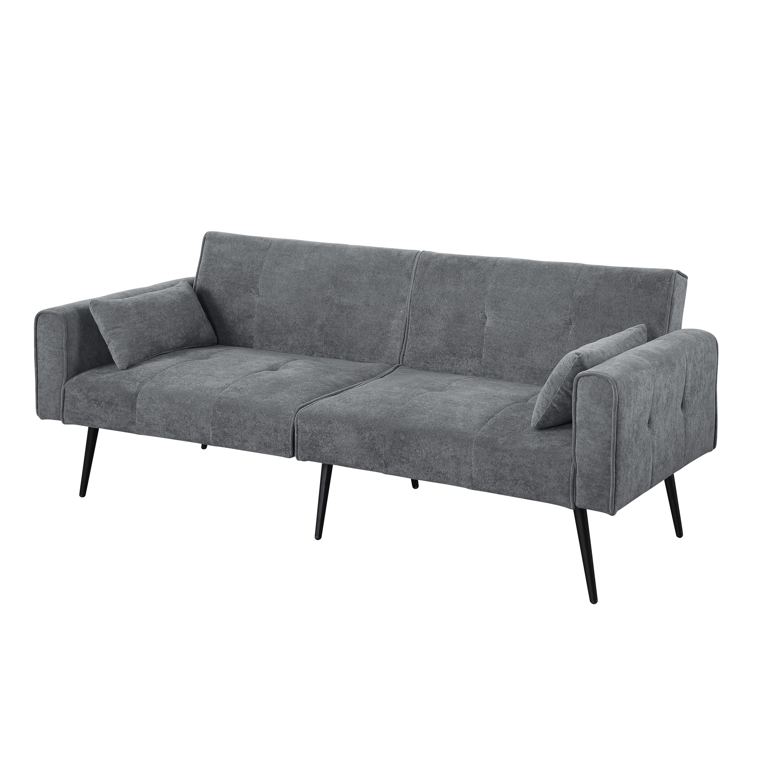 Divano letto futon a 3 posti in tessuto a coste per soggiorno e piccoli spazi (grigio)