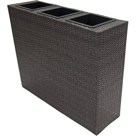 Viva Pflanztopf Raumteiler XXL Bicolour Rattan Grau 100 x 80 x 30 cm Garten Pflanzkübel Pflanzenkuebel Blumentopf Blumenkübel Raumtrenner