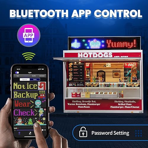 Miniatura 5 de Rayhome Letrero LED programable grande, 37 x 4 pulgadas, flexible, 12 V, para interiores, con control remoto, control de aplicación Bluetooth,