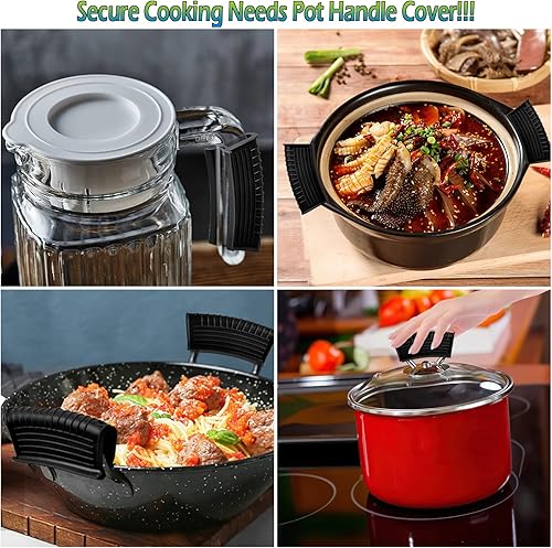 Miniatura 6 de 2 pares de fundas de mango de hierro fundido con alta resistencia al calor, funda de silicona antideslizante para cualquier sartén de hierro