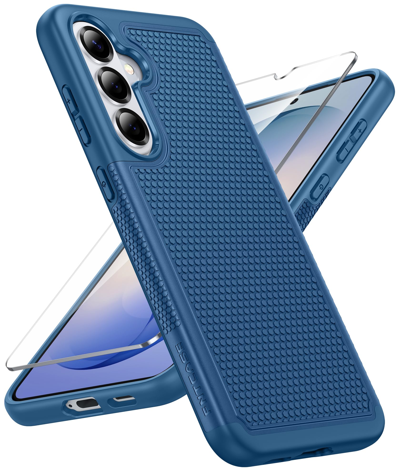 FNTCASE for Samsung Galaxy S26 Plus Phone Case: Dual Layer Non Slip Blue | With Screen Protector, Shockproof Drop Protection, Matte Textured Protective Cell Phone Cover, for Daily Use, Blue
