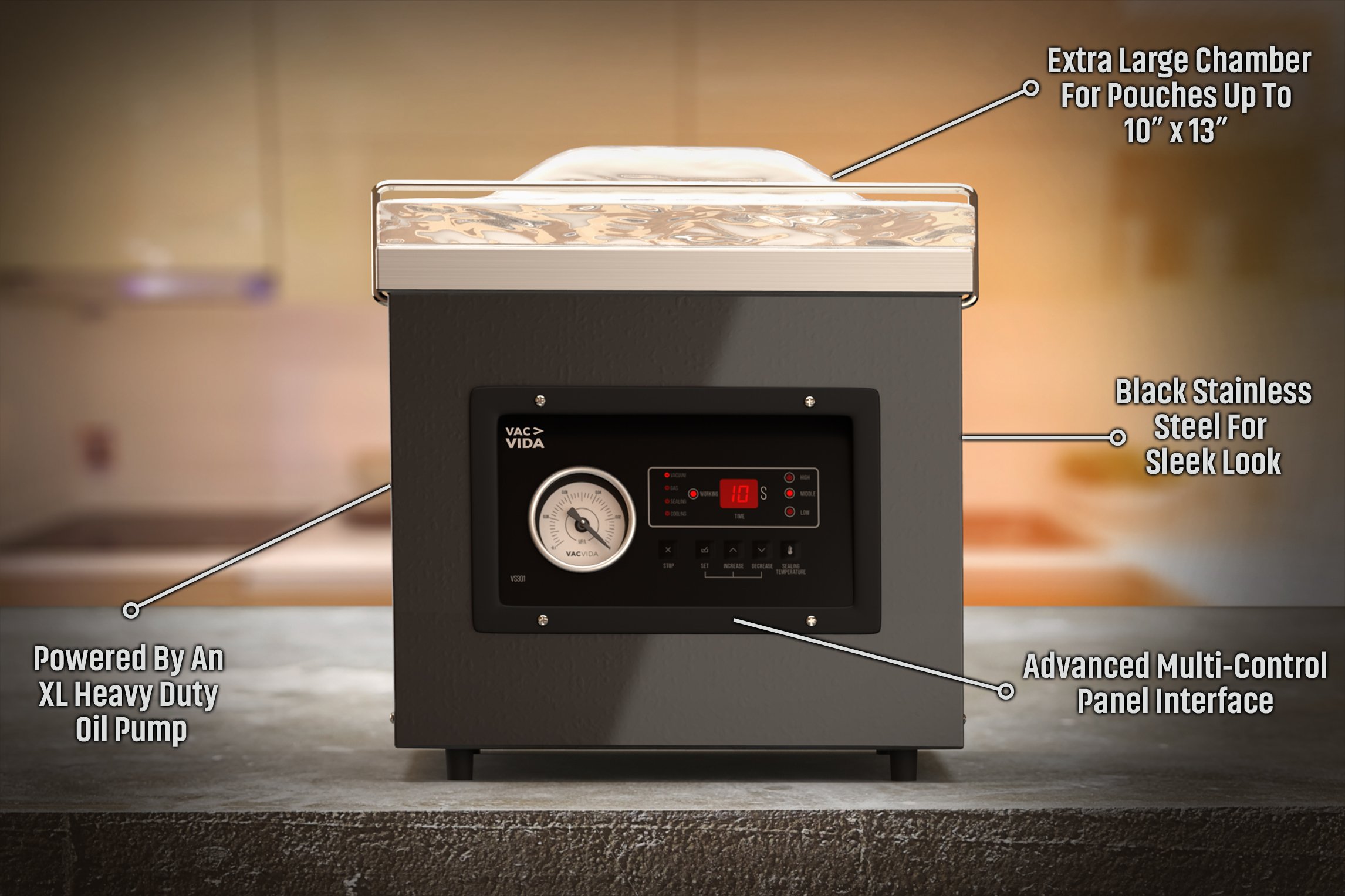 Buy VACVIDA VS301 Chamber Vacuum Sealer Constructed With A Sleek