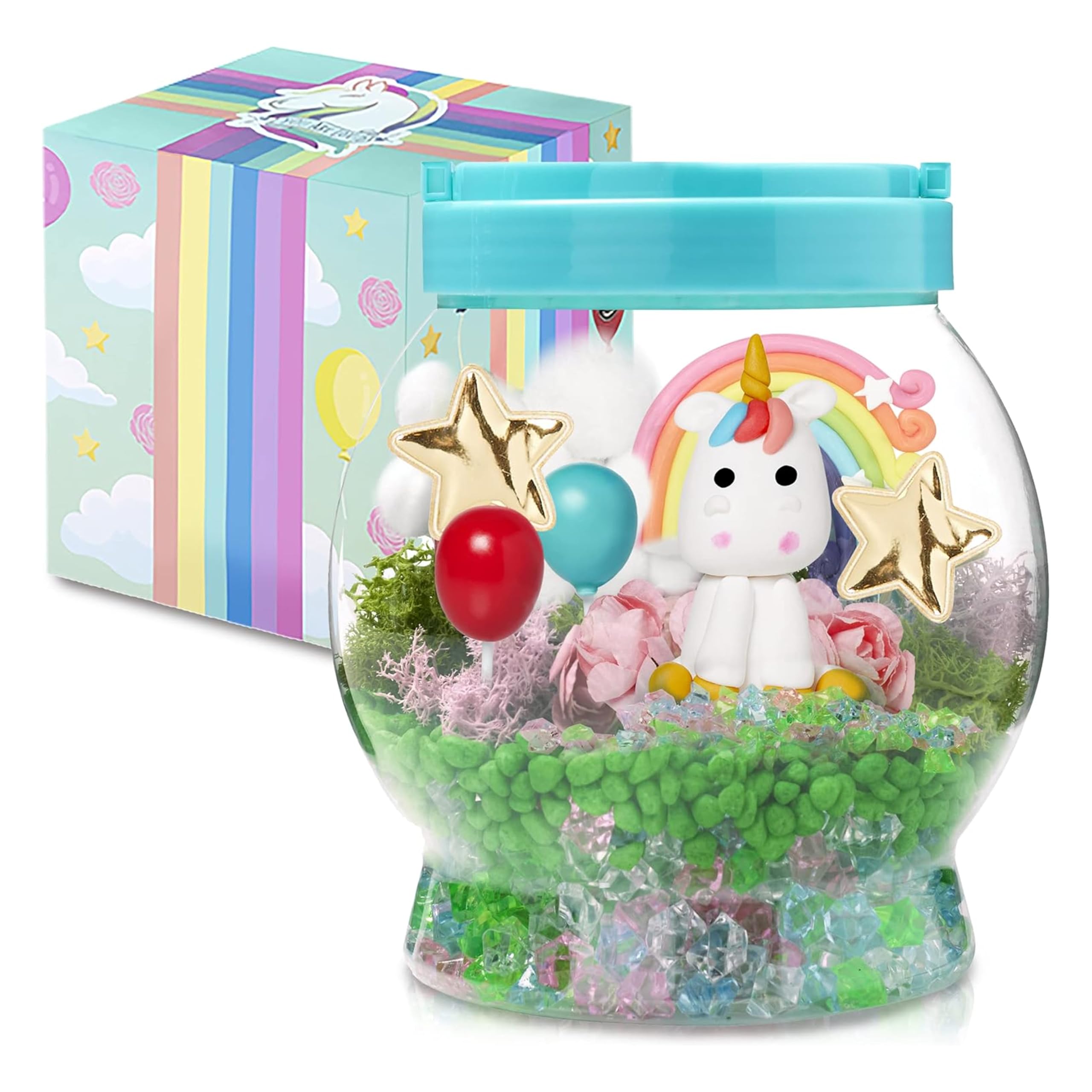 Memory Building CO Light-Up Unicorn Terrarium Kit for Kids - Christmas & Birthday Gift for Girl or Boy - Best Unicorn Toys & Kits, Arts & Crafts Gifts