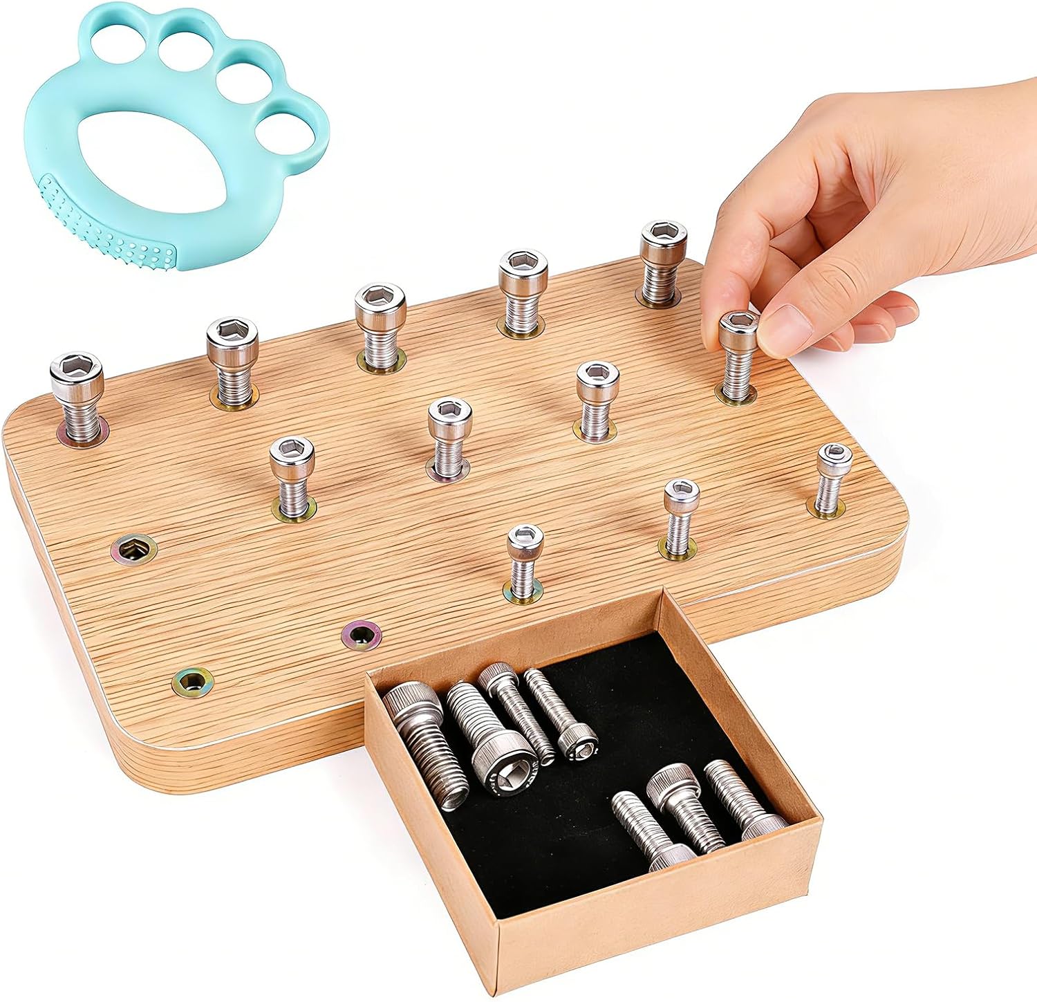 2026 Upgraded Wooden Finger Pegboard | Professional Occupational Therapy Tool for Adults | Hand Rehabilitation Equipment to Boost Fine Motor Skills (Stroke Therapy Compatible)