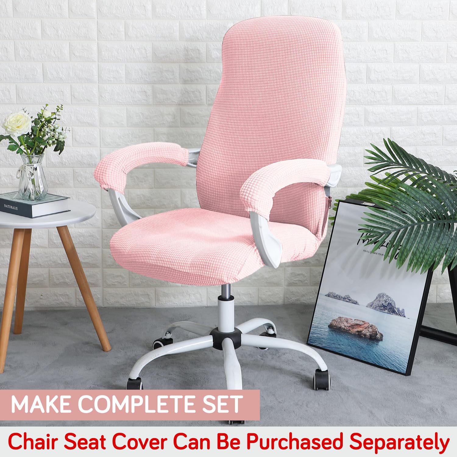 Pink Office Chair Armrest Cover - Waterproof & Washable -6