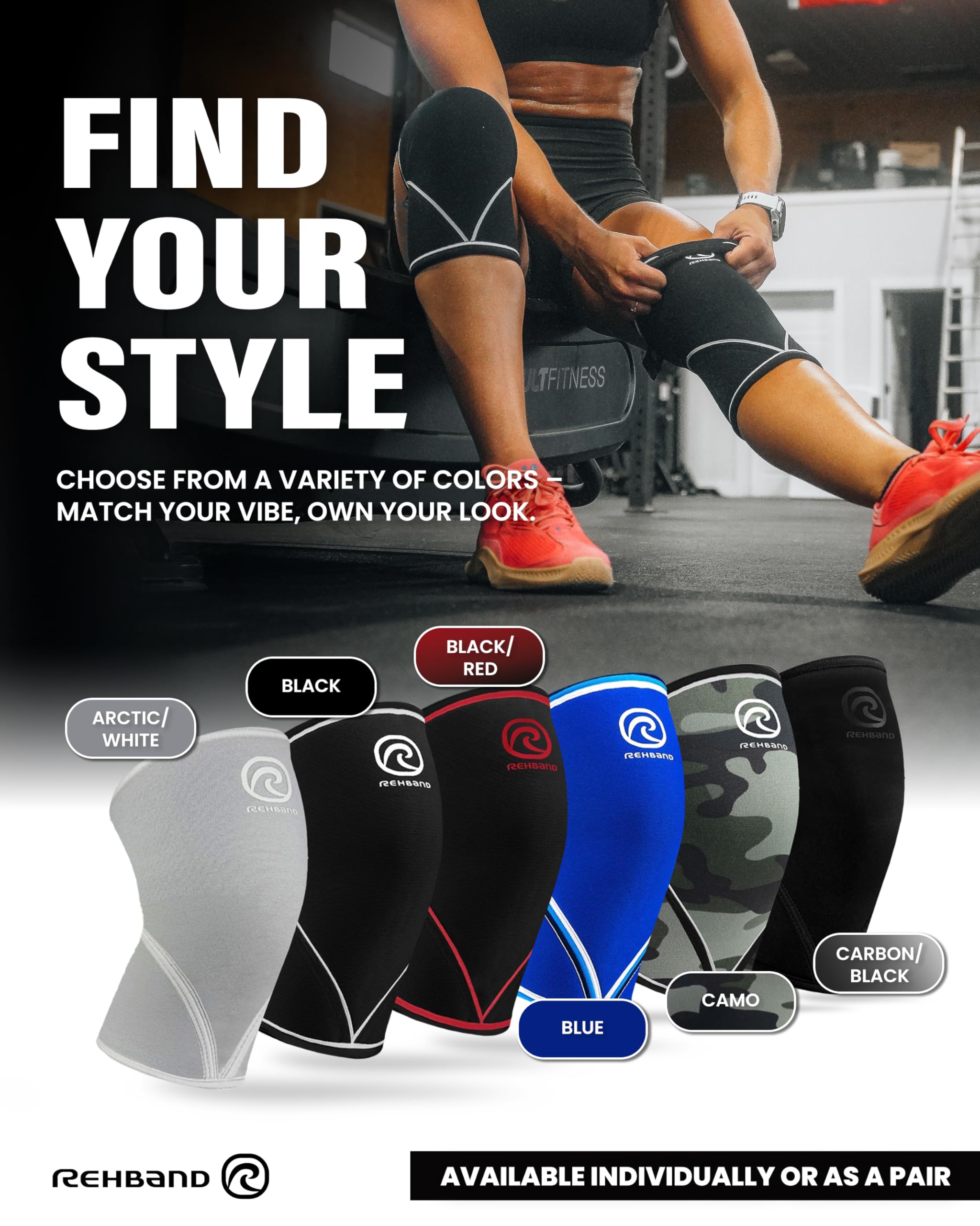 Rehband Classic V-Knee-Sleeve 7 mm pour l'haltérophilie, genouillère de powerlifting grade compétition, manchon de compression pour CrossFit, squats et gym, Couleur:Bleu - 1 Paire, Taille:XL