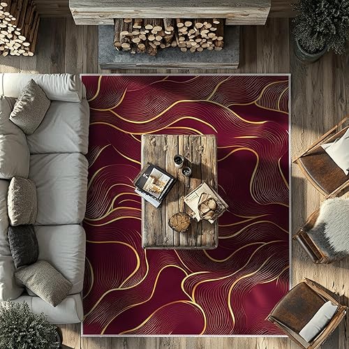 Alfombra moderna de 8 x 10 pies para sala de estar, interior, lavable a máquina, abstracta para dormitorio, ultra suave, comedor, alfombra grande