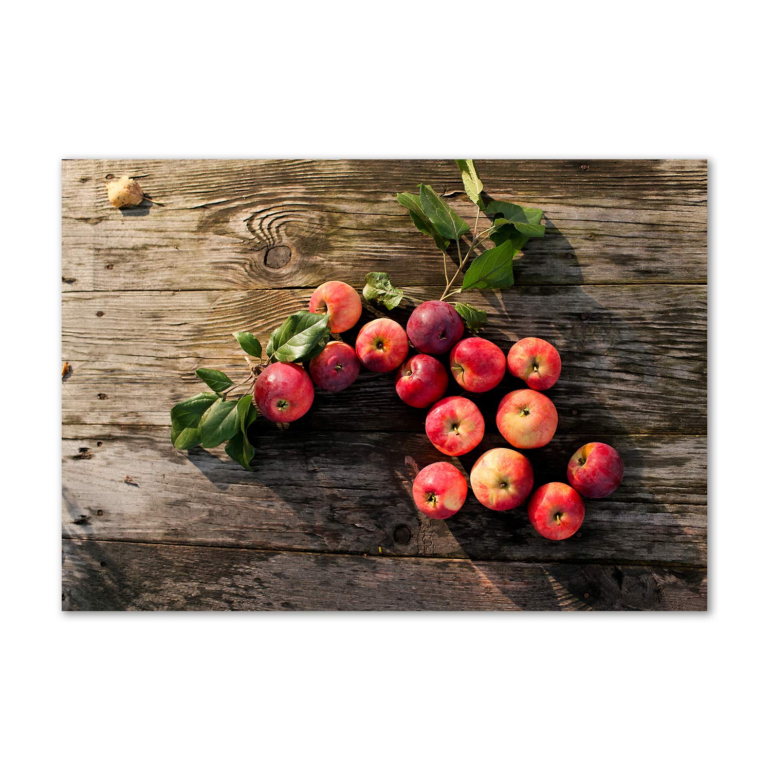 Photo décorative panoramique cuisine avec pommes rouges sur table en verre
