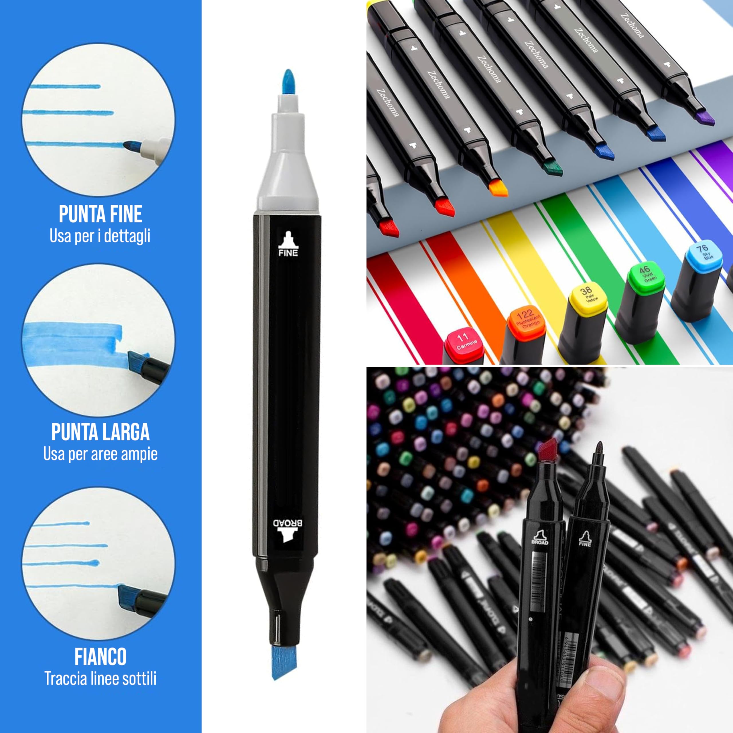 AEDAGA Set 280 Pennarelli Alcolici Doppia Punta Con App E Custodia Cavalletto – Kit Disegno Professionale Per Artisti E Bambini - 3