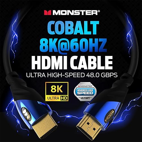 Miniatura 2 de Monster Cable electrónico HDMI cobalto 2.1 de alta velocidad de 6 pies  48 Gbps con eARC, 8K a 60Hz para una calidad de sonido de video superior
