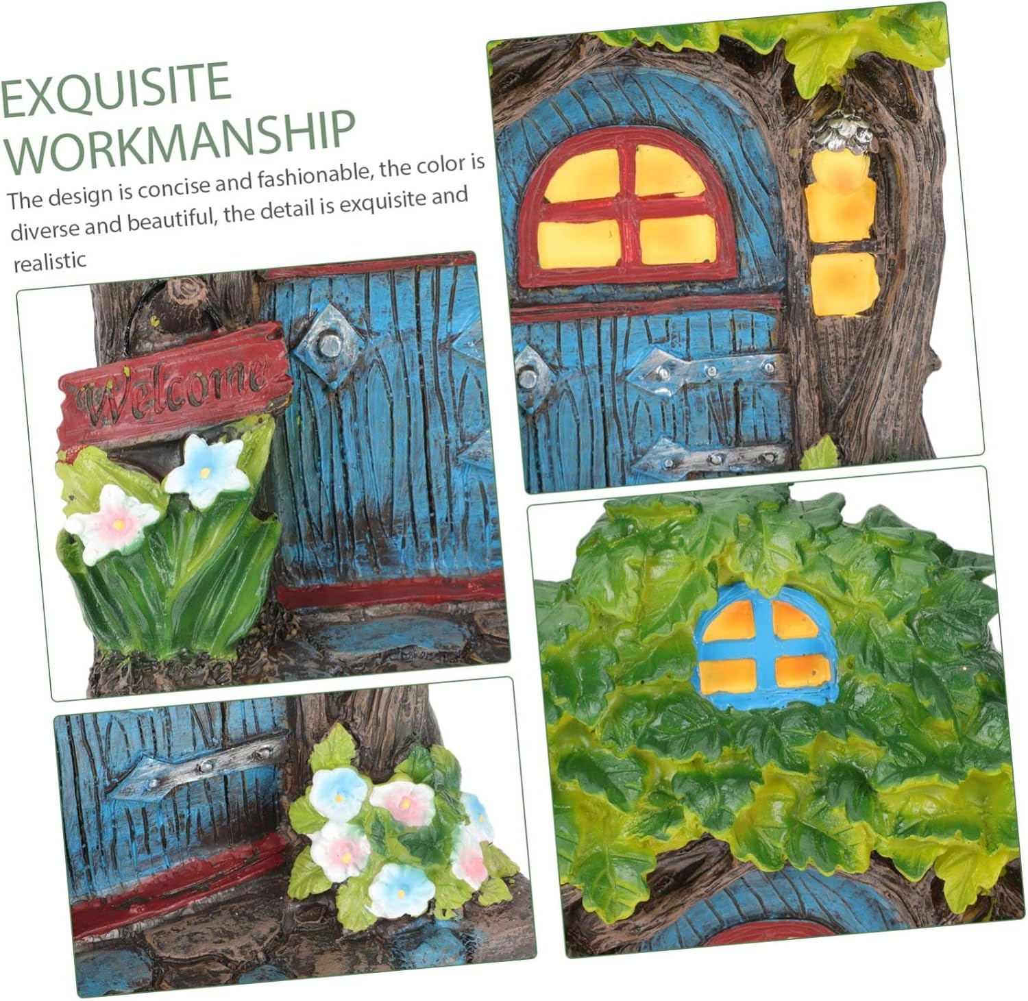 Garden Fairy House Decor Miniature Door Sculpture for Outdoor Garden and Park Decoration Resin Fairy Home Ornament