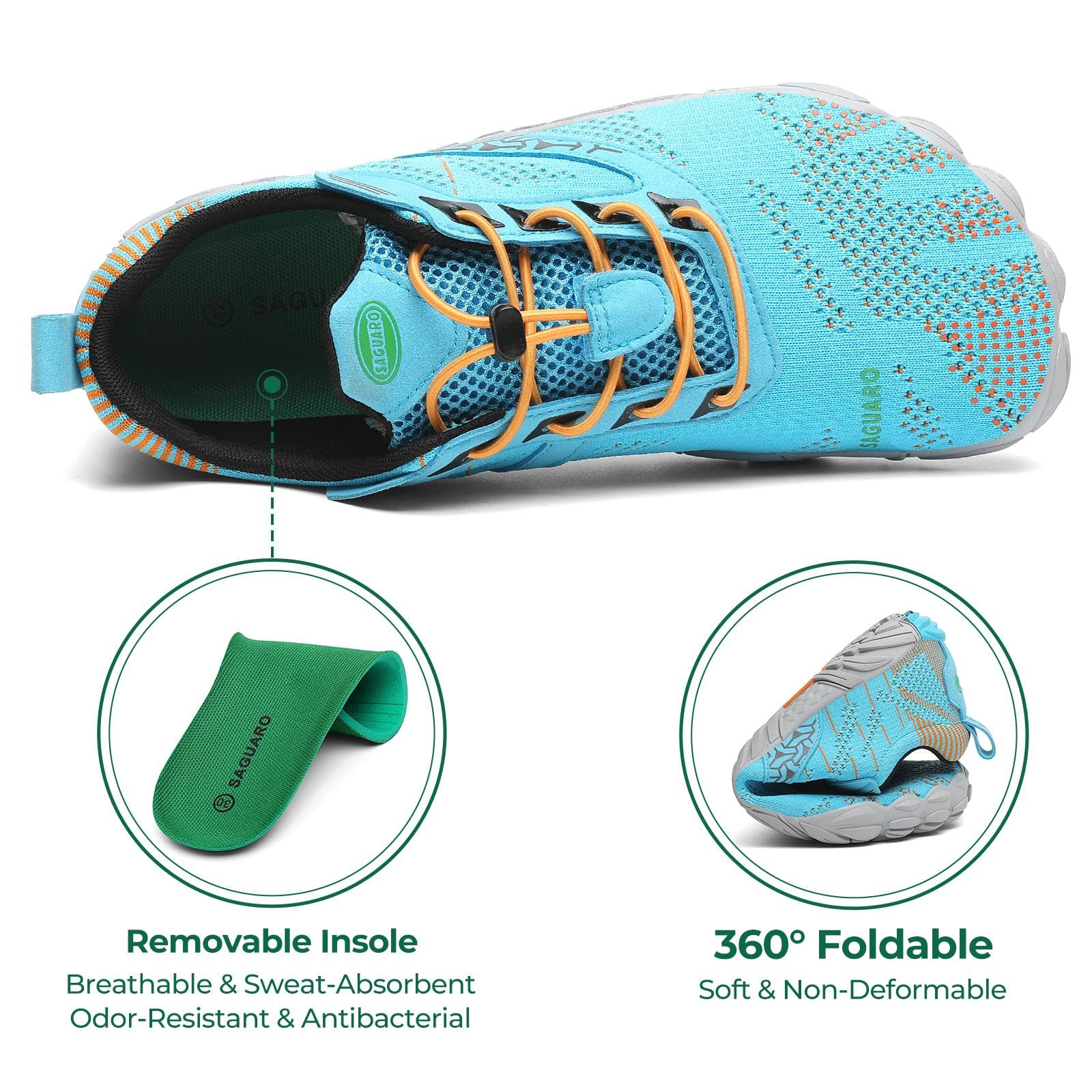 SAGUARO Barefoot Shoes Uomo Donna Scarpe Barefoot - Scarpe Minimaliste Scarpe da Palestra - Traspiranti Scarpe da Scoglio - Punta Larga e Suola a Goccia Zero Nero Fumoso,Gr.35-48 EU