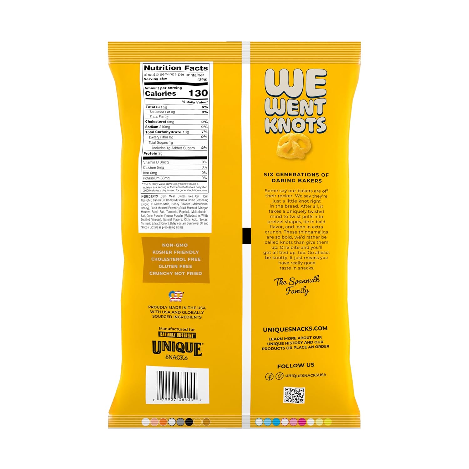 Unique Snacks Puff Knots, Sweet Honey and Savory Mustard Flavor with a Fun Pretzel Crunch, Gluten-Free Snacks, 4.8 Oz. Snack Bag, Pack of 6, Honey Mustard