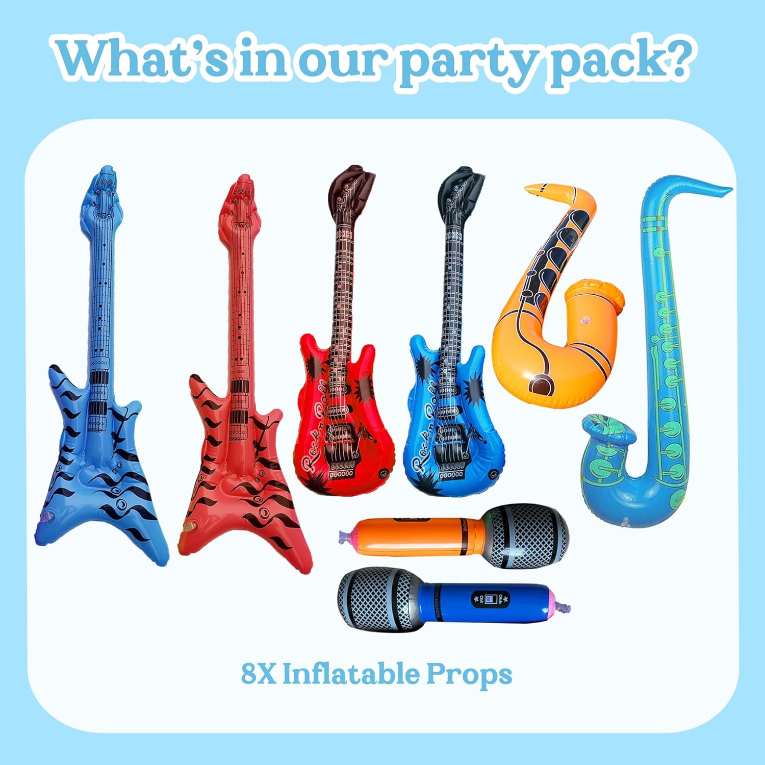 Inflatable Toys Musical Instrument Balloon - 8 Pieces Musical Party Decor Inflatable Guitar Bass Saxophone Microphone Balloon Inflatable Music Toy Set for Kids Adults Concert 70s 80s Rock Party Decor 3 8150SdyoZjL. AC SL1500