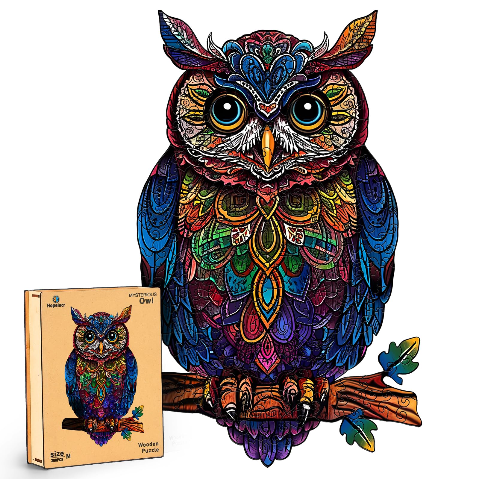 Wooden Puzzles for Adults, Unique Shaped Animal Jigsaw Puzzles, Owl Wood Puzzles Adult, Birthday Gifts for Adult and Kids, 200 Piece 11.14
