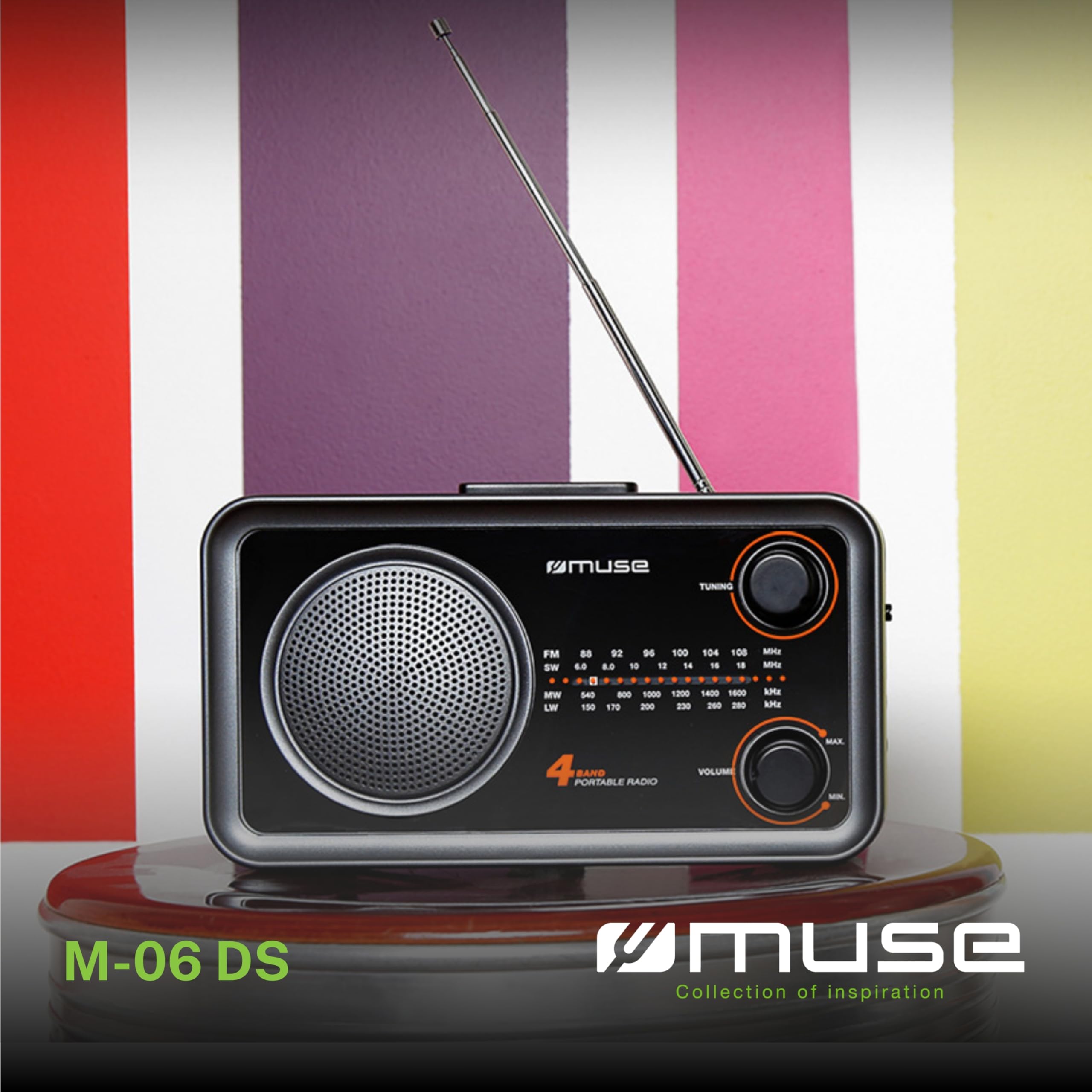 Muse M-06 DS Küchenradio (FM, MW) Radio, Netz- und Batteriebetrieb, AUX-In für Handy, schwarz