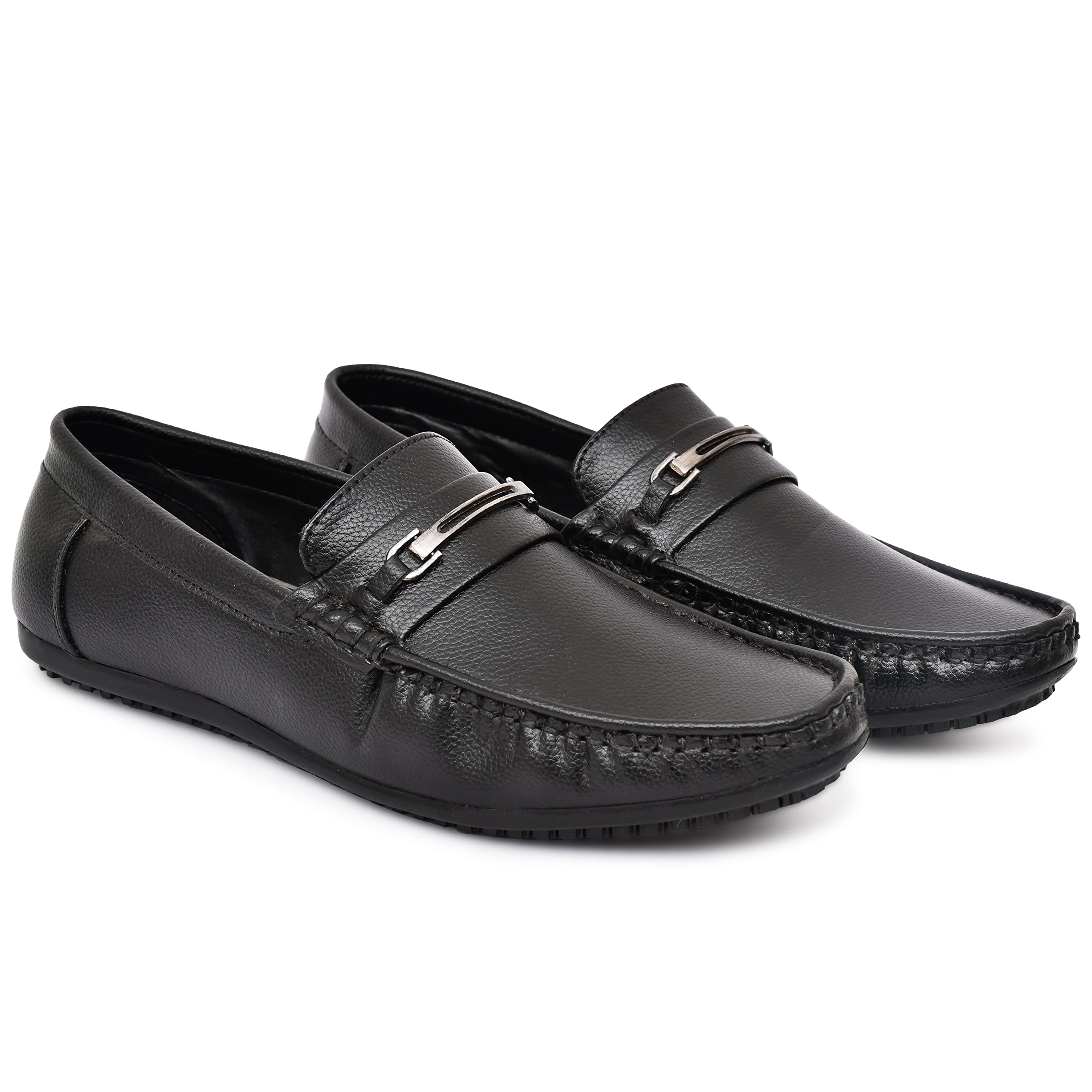 SHUANSynthetic Leather Casual Loafers for Men Black-8