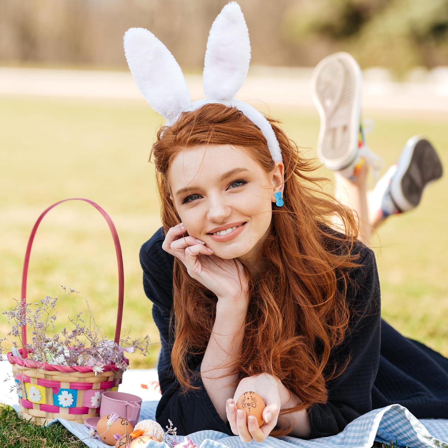 Xqumoi 30Pcs Easter Bunny Stud Earrings - Cute Rabbit Resin Stud Earrings with Hypoallergenic Stainless Steel Jewelry Small Colorful Candy Accessories Happy Easter Gift for Women - Image 5