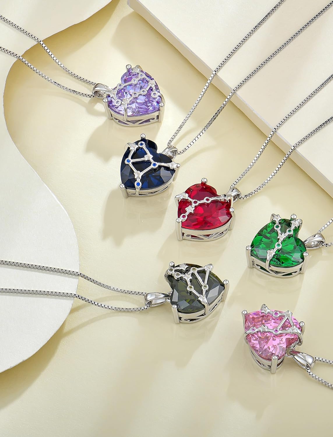 Zodiac Constellation Necklace for Women, 925 Sterling Silver Heart Pendant with Birthstone Astrology Horoscope Jewelry Gifts - Image 4