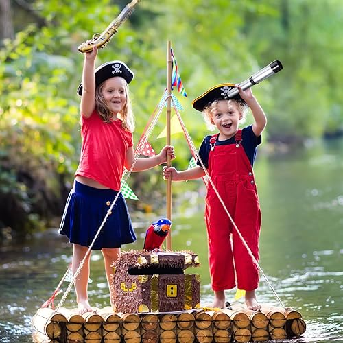 Miniatura 9 de SAFIGLE Telescopio de plástico para niños, regalos de niño pirata para niño, telescopio creativo, accesorios de disfraz de pirata, lupa, regalo de