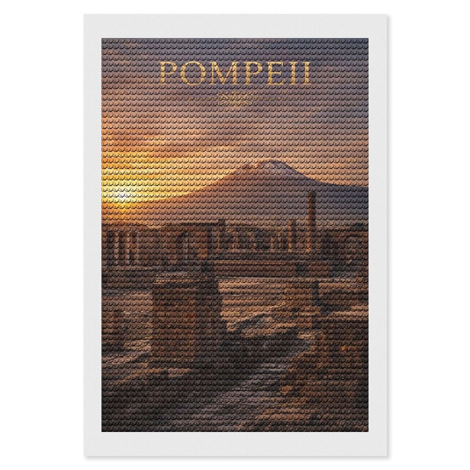 Junmoney Pompeii Ruins at Sunset Diamond Painting Canvas Set 8"x12", for Adults, Decorate Your Room, Festive Craft Gift, Office Decor