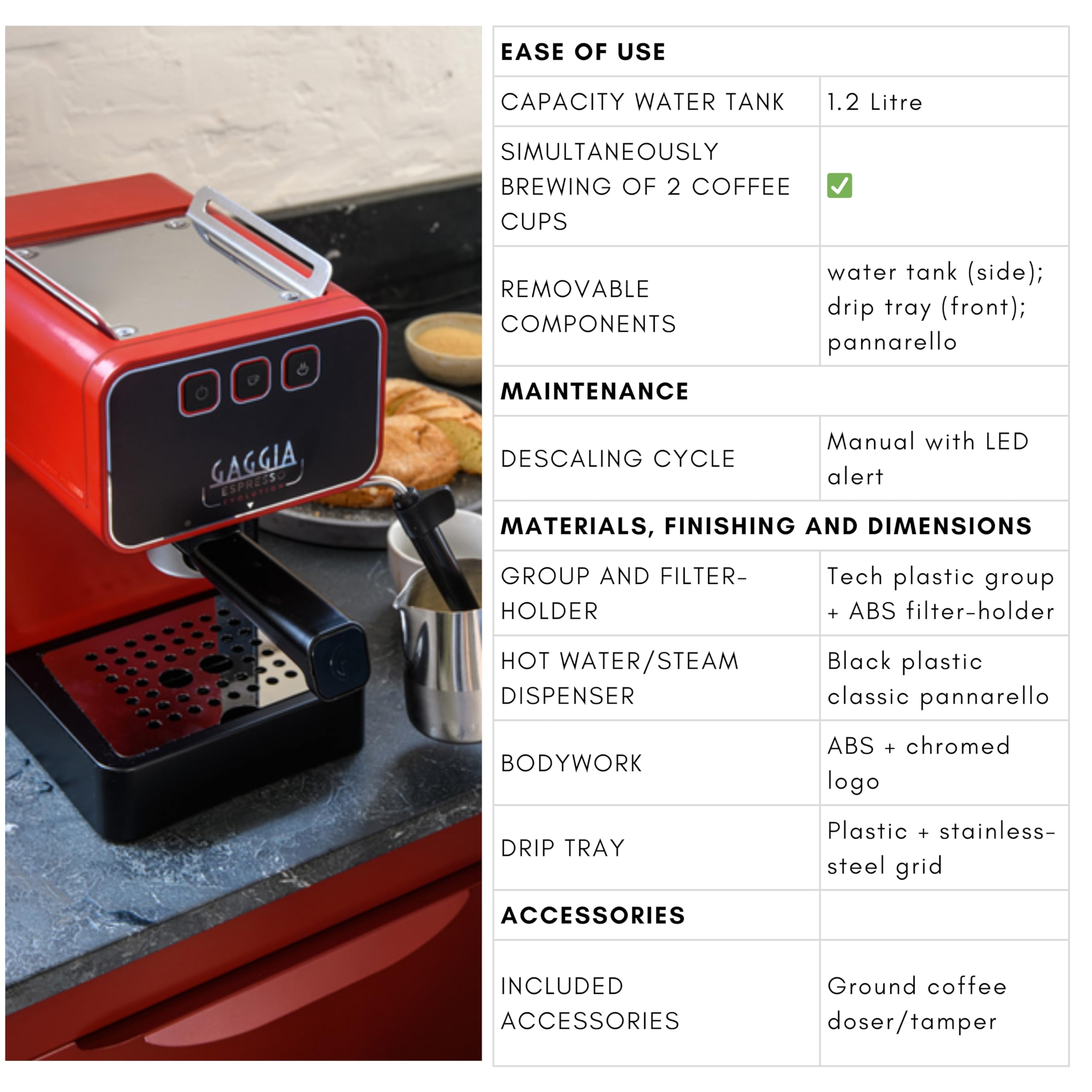Gaggia Espresso Evolution Red | PID Kesseltemperaturregler | Kaffeemaschine Made in Italy | Automatische Vorbrühautomatik | Siebträger 53 mm | Espressomaschine mit Pumpe | Amerikanisch
